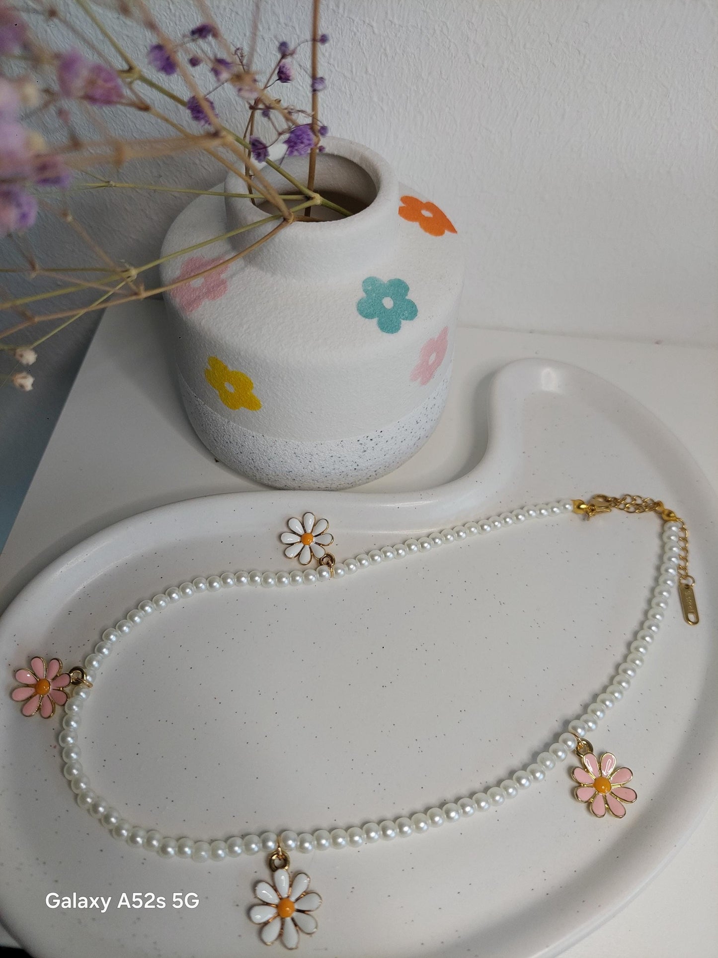 Perlenkette mit Blumen oder großen Perlen | Handmade | Sommer Boho Schmuck | Vintage Look | Edelstahl vergoldet | Edel | Hochzeit | Geschenk