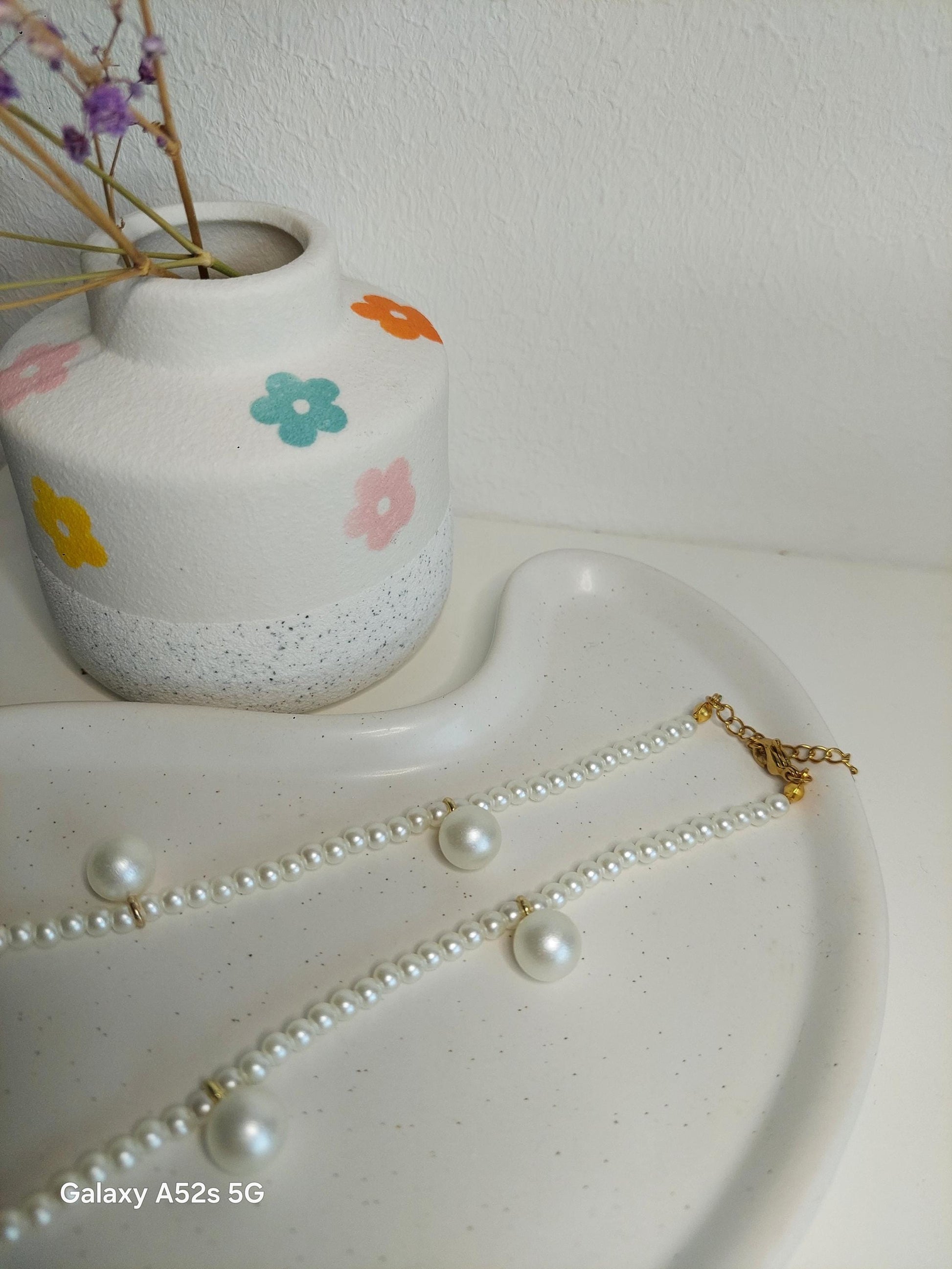 Perlenkette mit Blumen oder großen Perlen | Handmade | Sommer Boho Schmuck | Vintage Look | Edelstahl vergoldet | Edel | Hochzeit | Geschenk