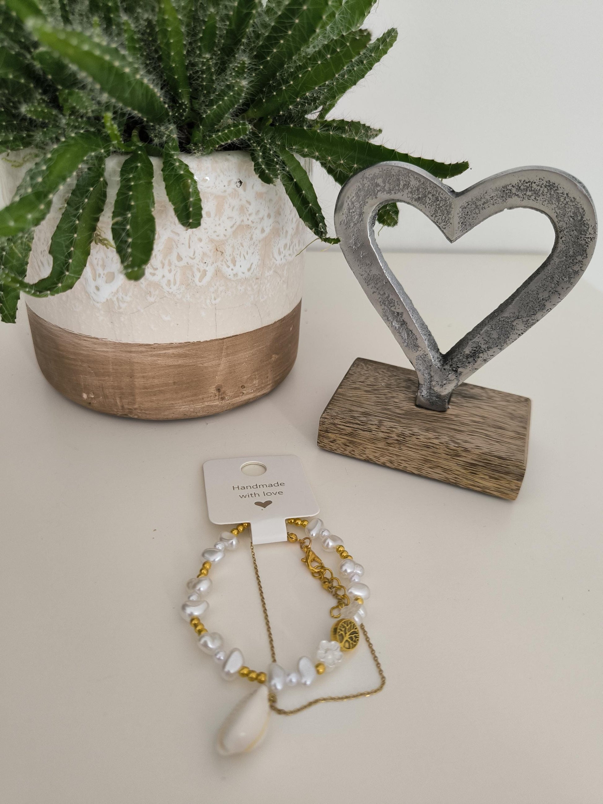 Sommer Armband Set Muschel Lebensbaum | Boho Schmuck Damen | Edelstahl vergoldet | Perlenarmband | Geschenk Idee |Strand Festival | Muschel