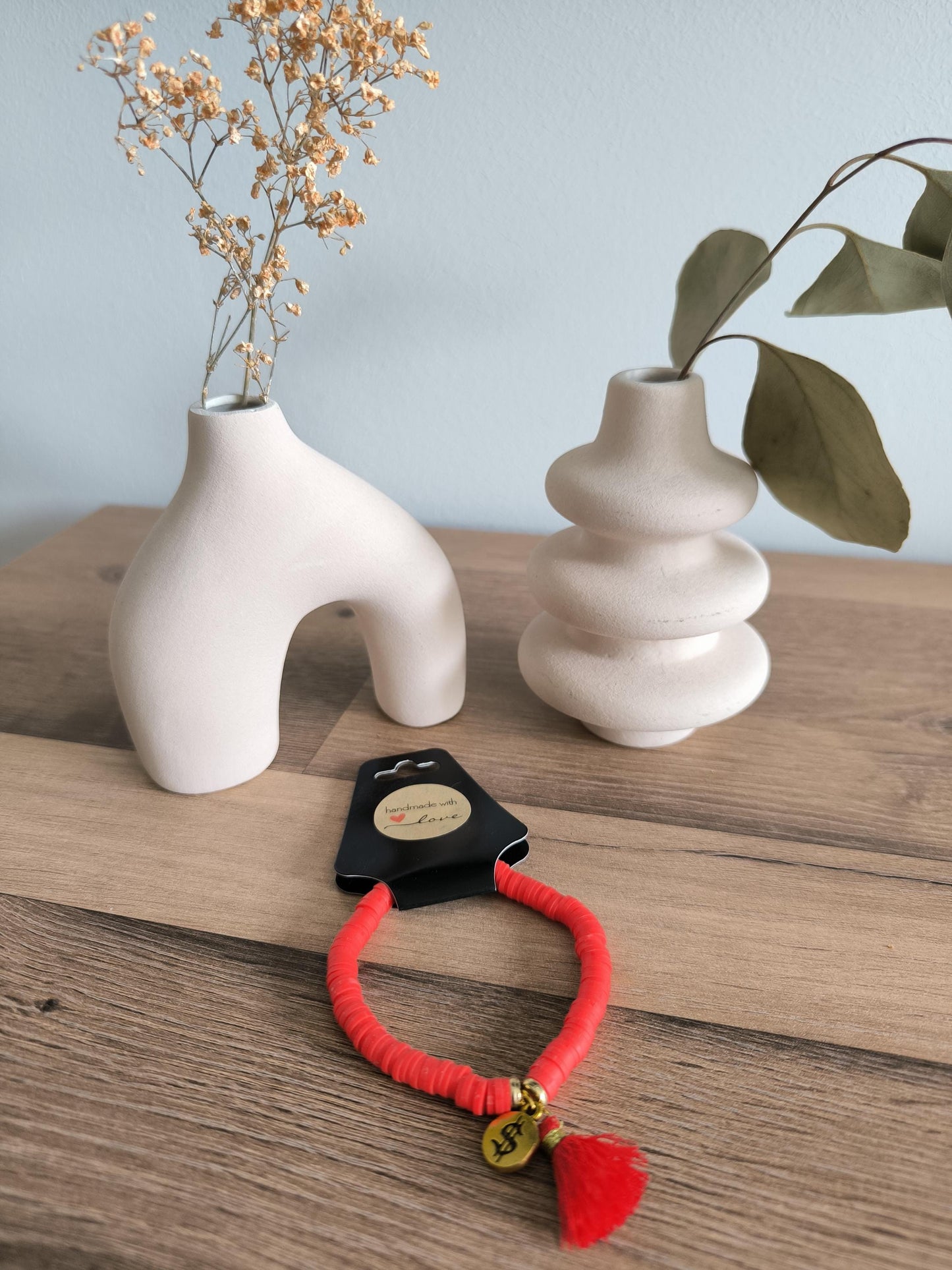 Handgemachtes Perlenarmband mit Anhänger – Buntes Armband Damen – Edelstein Armband Geschenk – Gummiband – Boho Schmuck Handmade