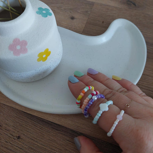 Bunte Perlenringe | einzeln erhältlich | Elastisch | handmade | Gummiband | Boho | Y2K Stil | Summer Vibes | Boho Ringe | Geschenk für Sie