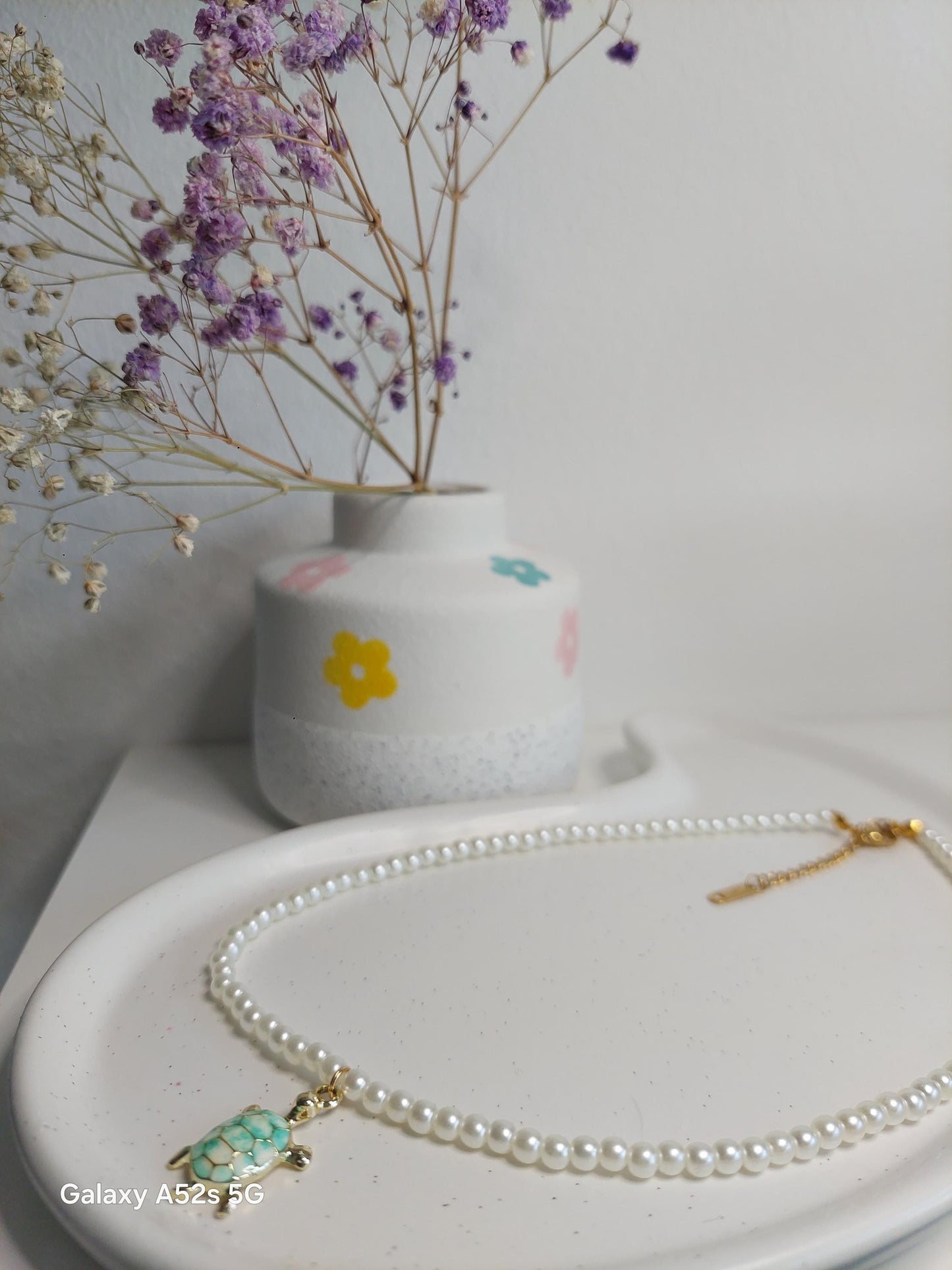 Schildkröten Halskette mit Perlen | Boho Perlenkette | Edelstahl vergoldet | Sommer Schmuck | Schildkröten Anhänger | Handmade| Geschenkidee