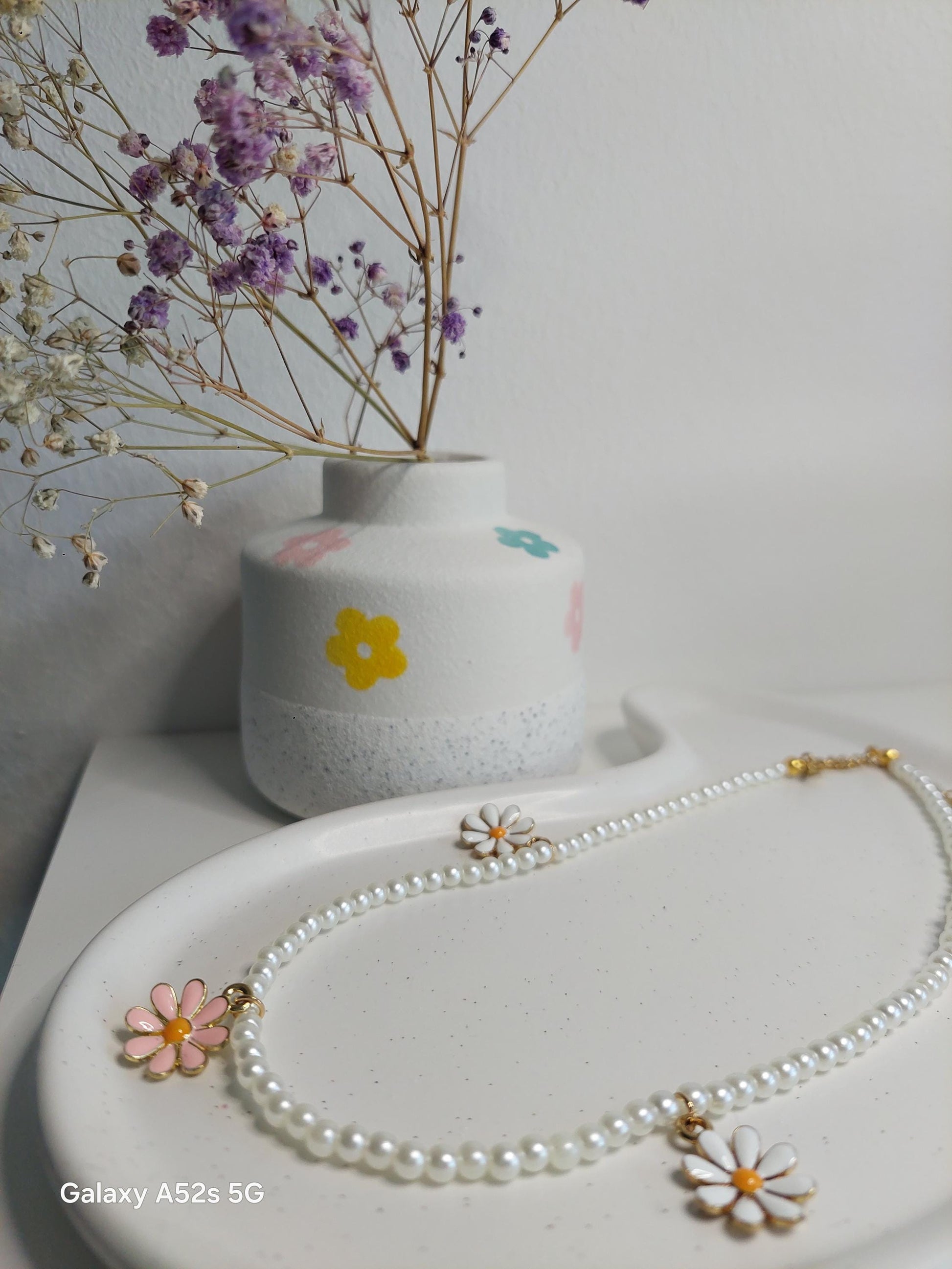 Perlenkette mit Blumen oder großen Perlen | Handmade | Sommer Boho Schmuck | Vintage Look | Edelstahl vergoldet | Edel | Hochzeit | Geschenk