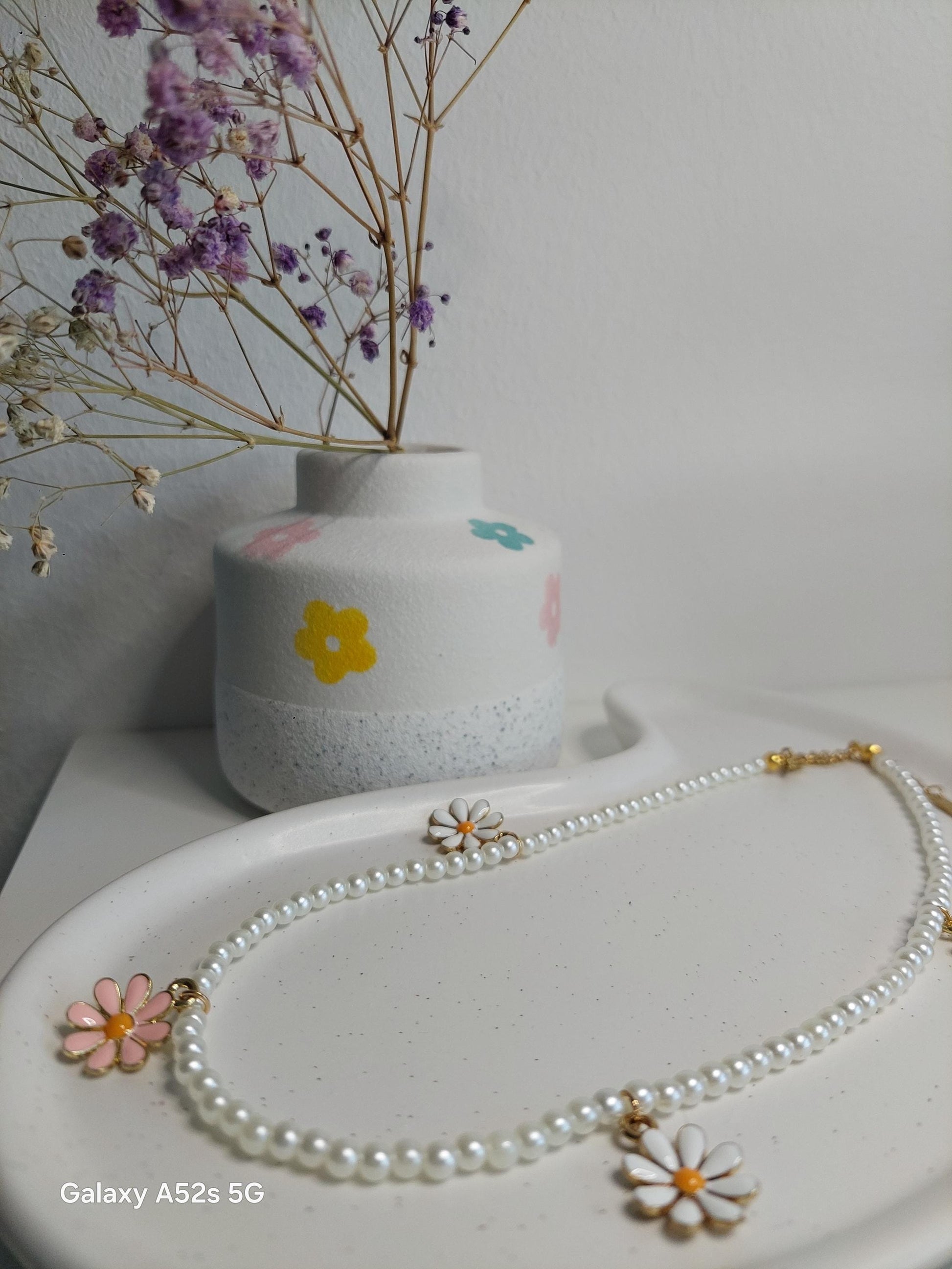 Perlenkette mit Blumen oder großen Perlen | Handmade | Sommer Boho Schmuck | Vintage Look | Edelstahl vergoldet | Edel | Hochzeit | Geschenk