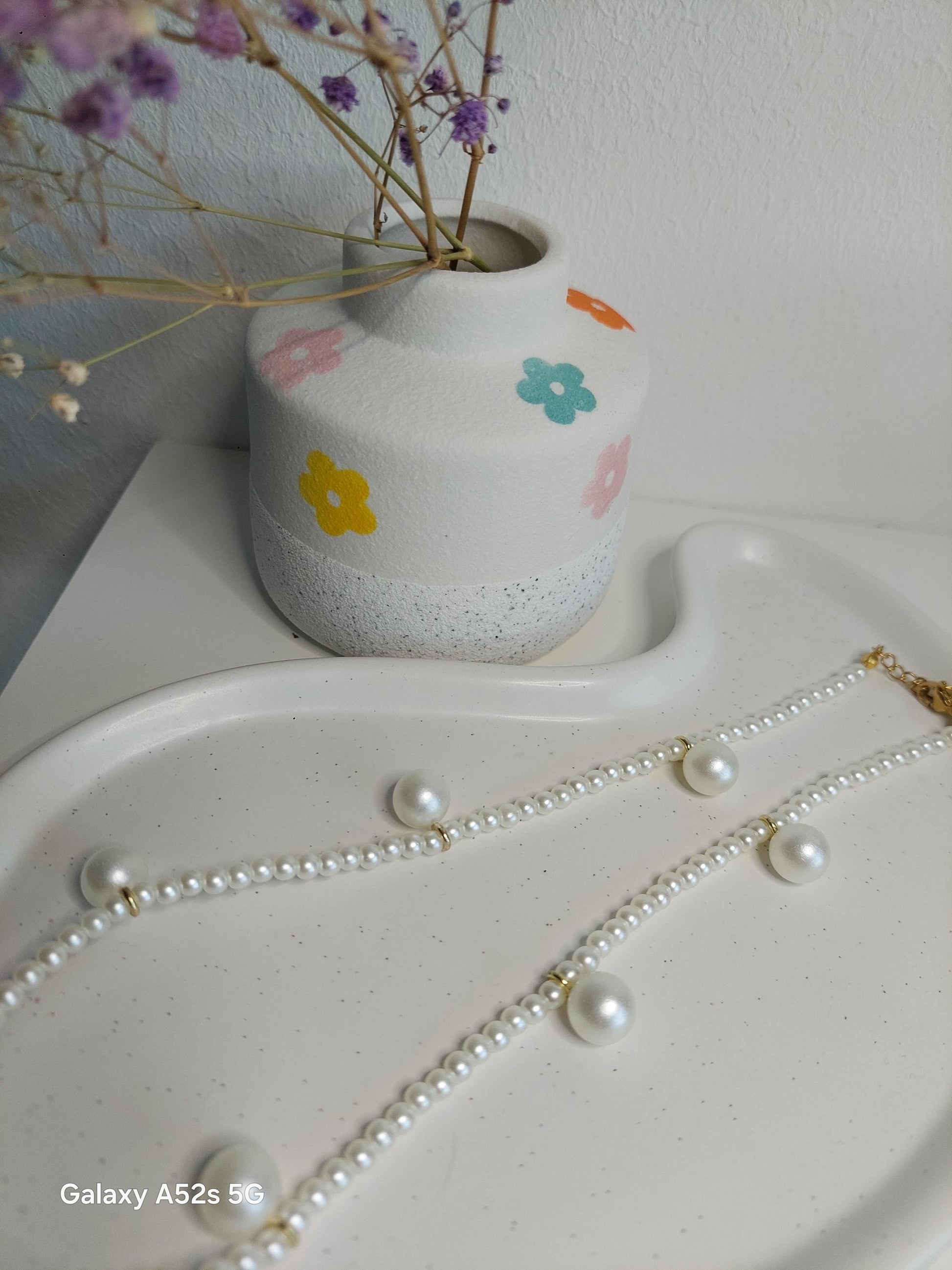 Perlenkette mit Blumen oder großen Perlen | Handmade | Sommer Boho Schmuck | Vintage Look | Edelstahl vergoldet | Edel | Hochzeit | Geschenk