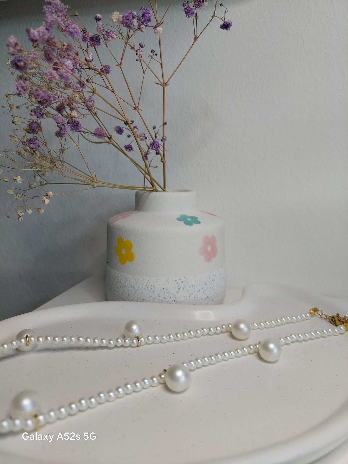 Perlenkette mit Blumen oder großen Perlen | Handmade | Sommer Boho Schmuck | Vintage Look | Edelstahl vergoldet | Edel | Hochzeit | Geschenk