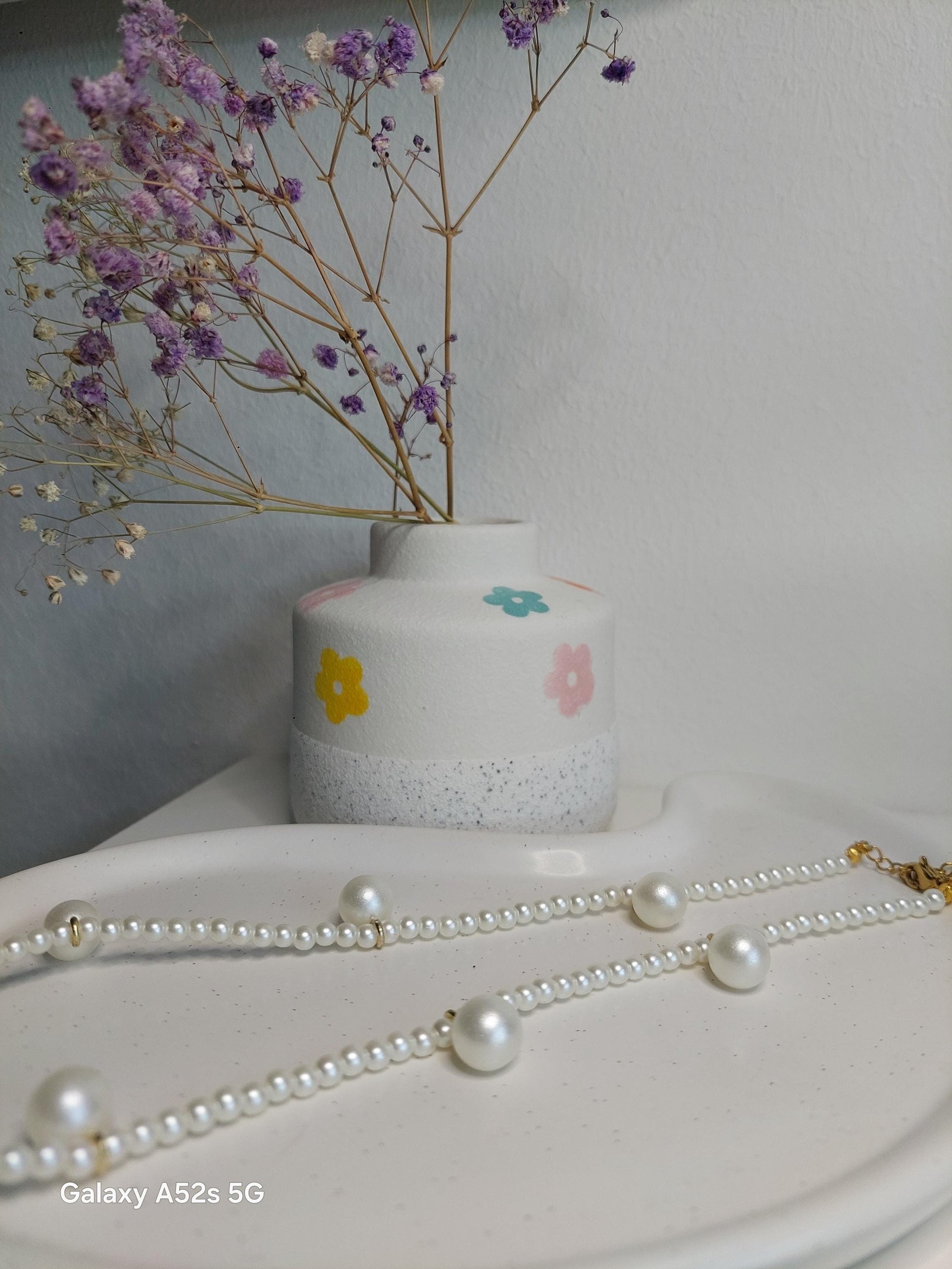 Perlenkette mit Blumen oder großen Perlen | Handmade | Sommer Boho Schmuck | Vintage Look | Edelstahl vergoldet | Edel | Hochzeit | Geschenk