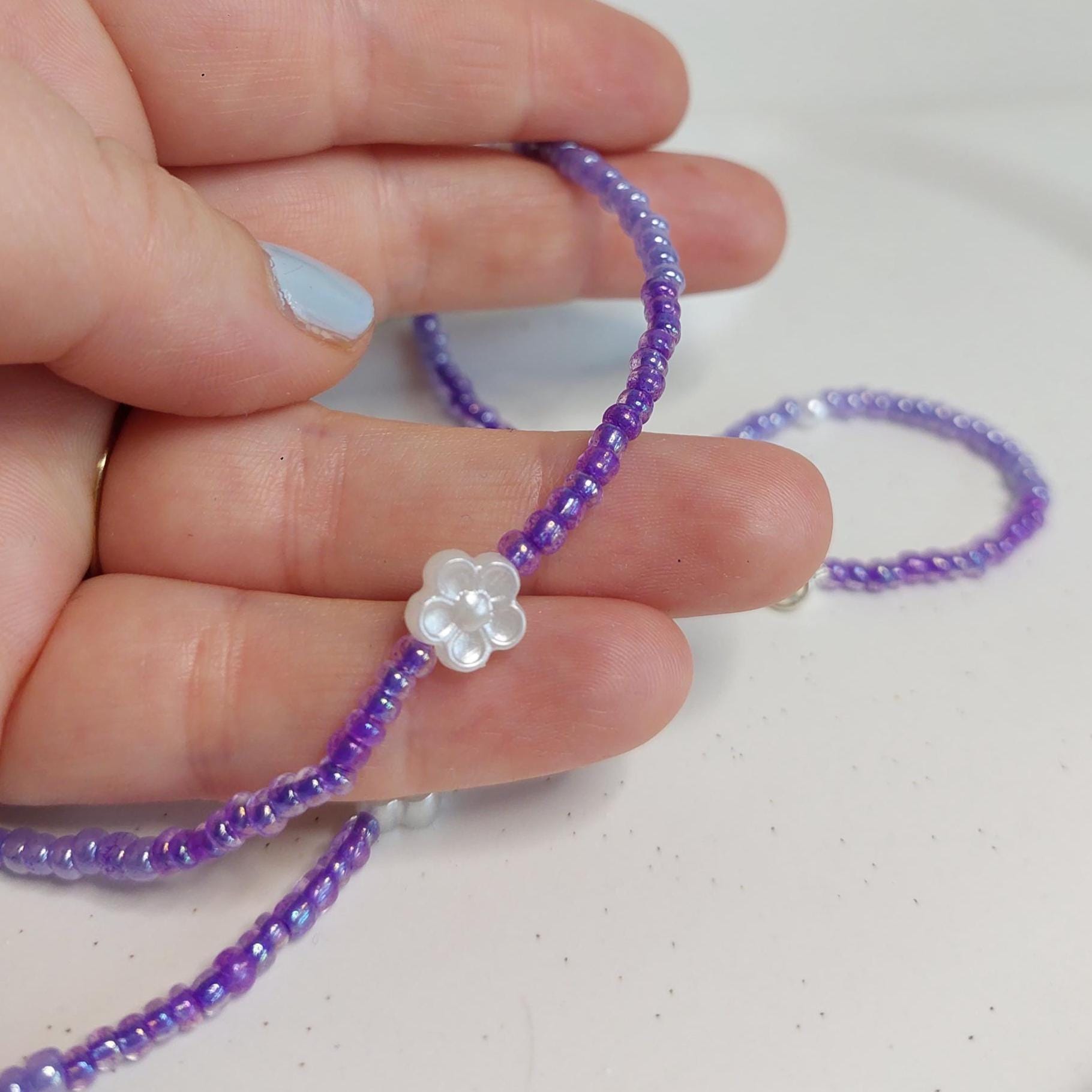 Amethyst Herz Kette lila | Edelstein | Boho handmade | Amethyst Anhänger | Elastische Perlenkette | Edelstahl Verschluss | Geschenk für sie