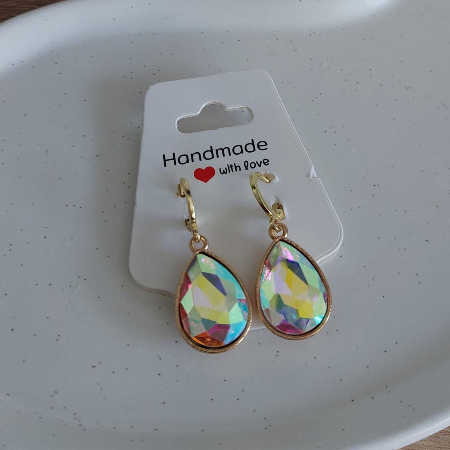 Tropfenohrringe Regenbogen | Hochzeit | Statement Ohrhänger | Gold | Glitzer Schmuck | Bunt | Funkelnd | Boho | Geschenkidee für Frauen