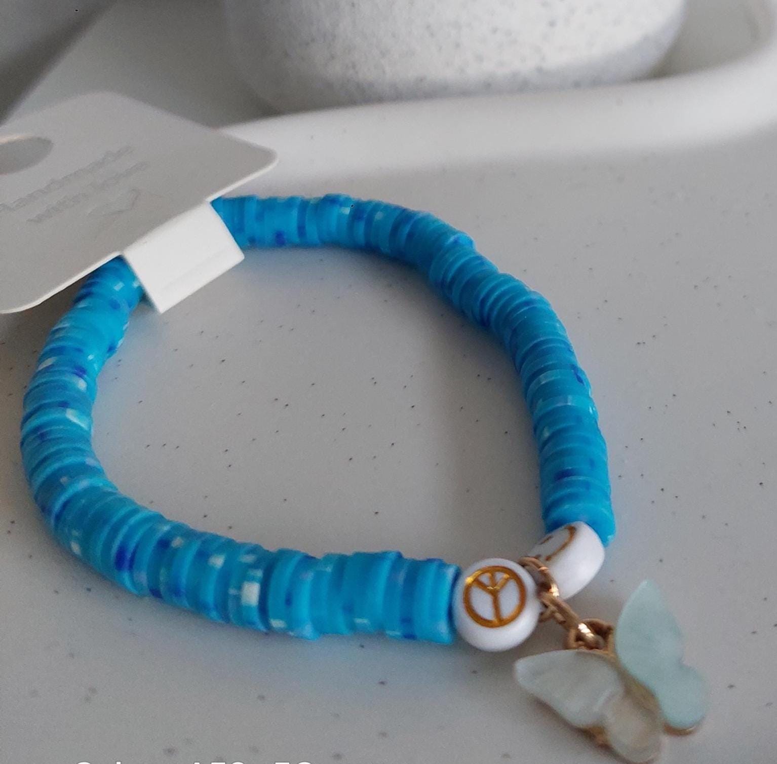 Handgemachtes Perlenarmband mit Anhänger – Buntes Armband Damen – Edelstein Armband Geschenk – Gummiband – Boho Schmuck Handmade