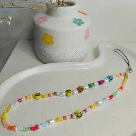 Handykette mit Perlen – Bunt & Sommerlich – Gummiband – Namen oder Wörter personalisierbar – Handy Accessoire – Handmade Geschenk Idee