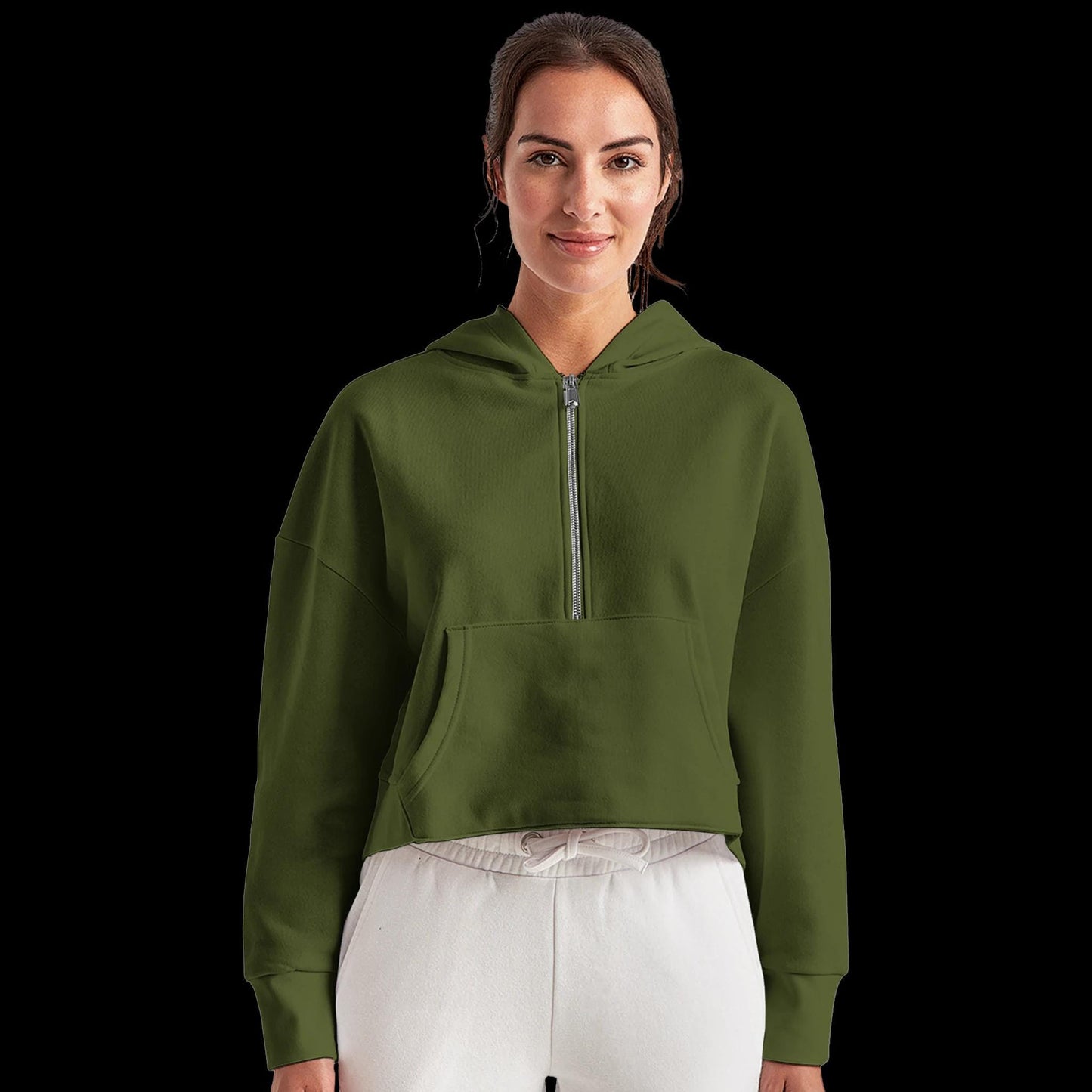 Recycled Blend Women's Half-Zip Cropped and Oversized Hoodie | TriDri TD077