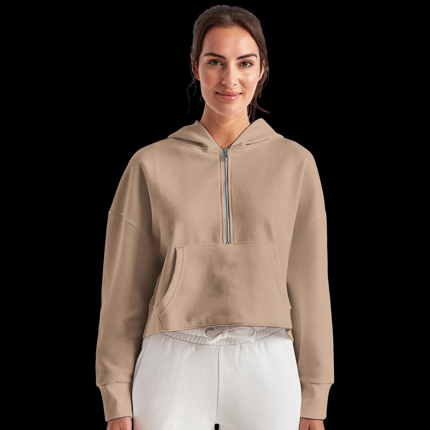 Recycled Blend Women's Half-Zip Cropped and Oversized Hoodie | TriDri TD077