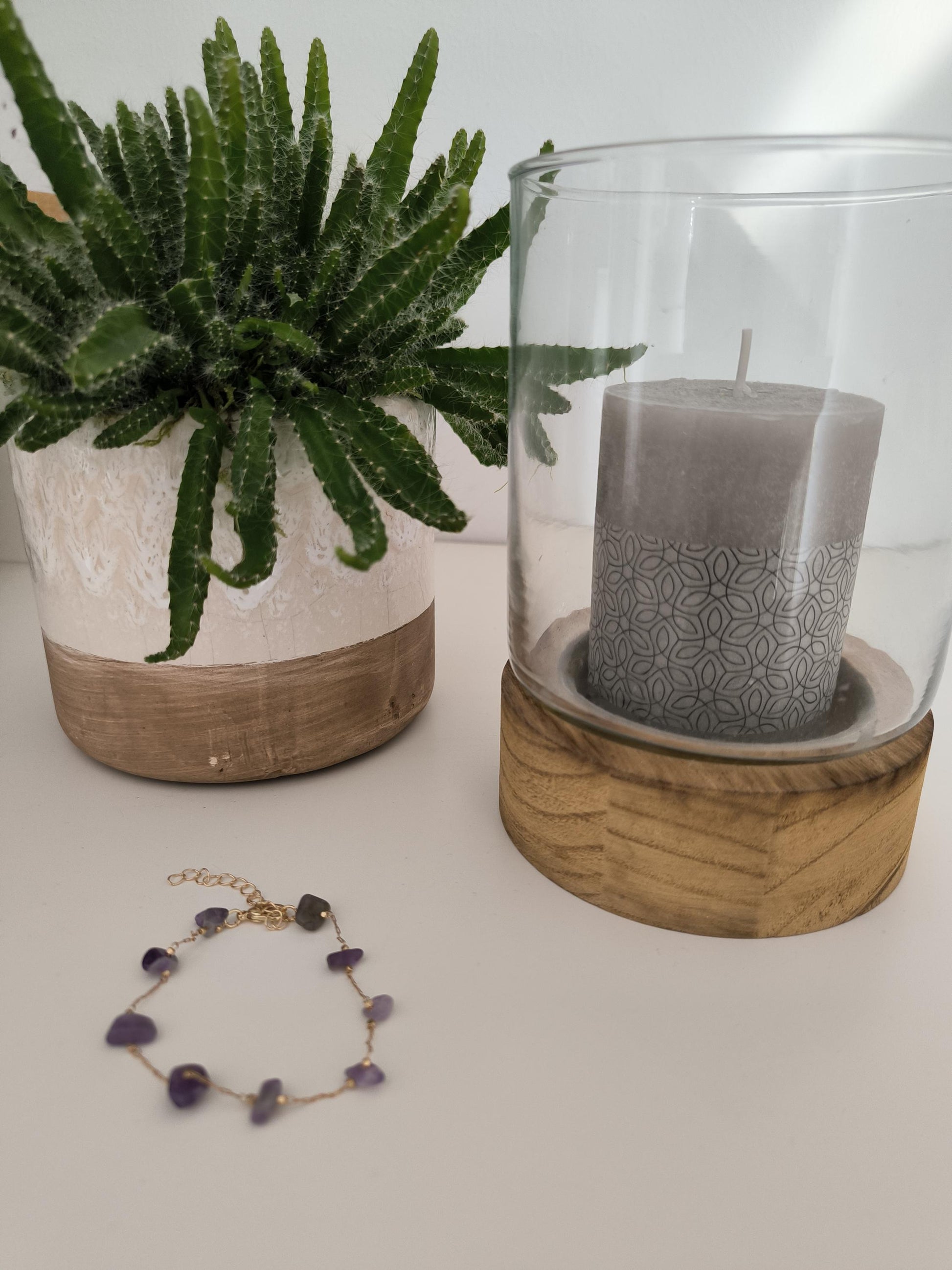 Edelstahl Armband vergoldet mit Edelsteinen – Amethyst, Tigerauge, Bergkristall, Jade – Schmuck Geschenk Damen Armband | Boho | Heilung