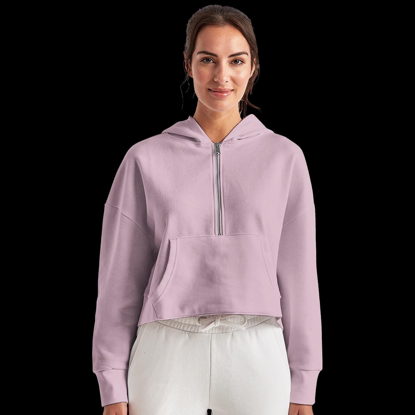 Recycled Blend Women's Half-Zip Cropped and Oversized Hoodie | TriDri TD077