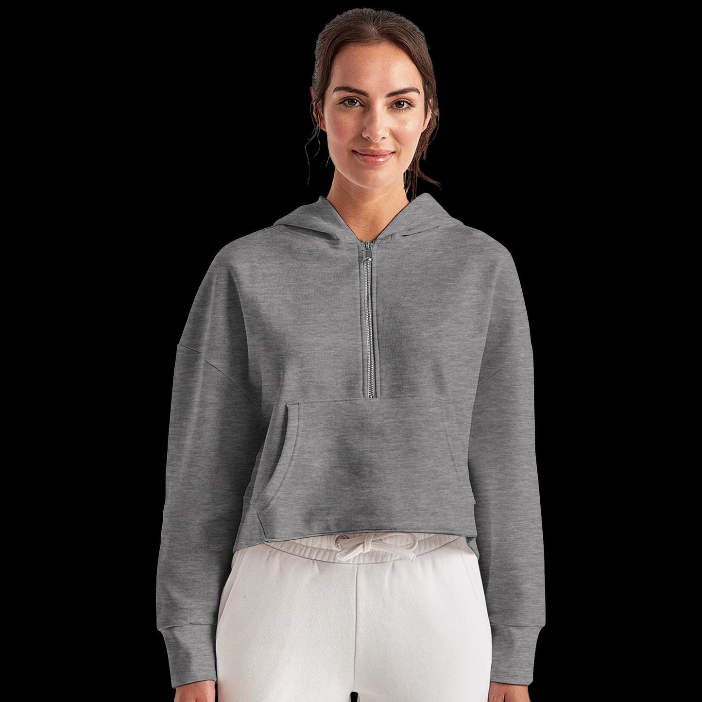 Recycled Blend Women's Half-Zip Cropped and Oversized Hoodie | TriDri TD077
