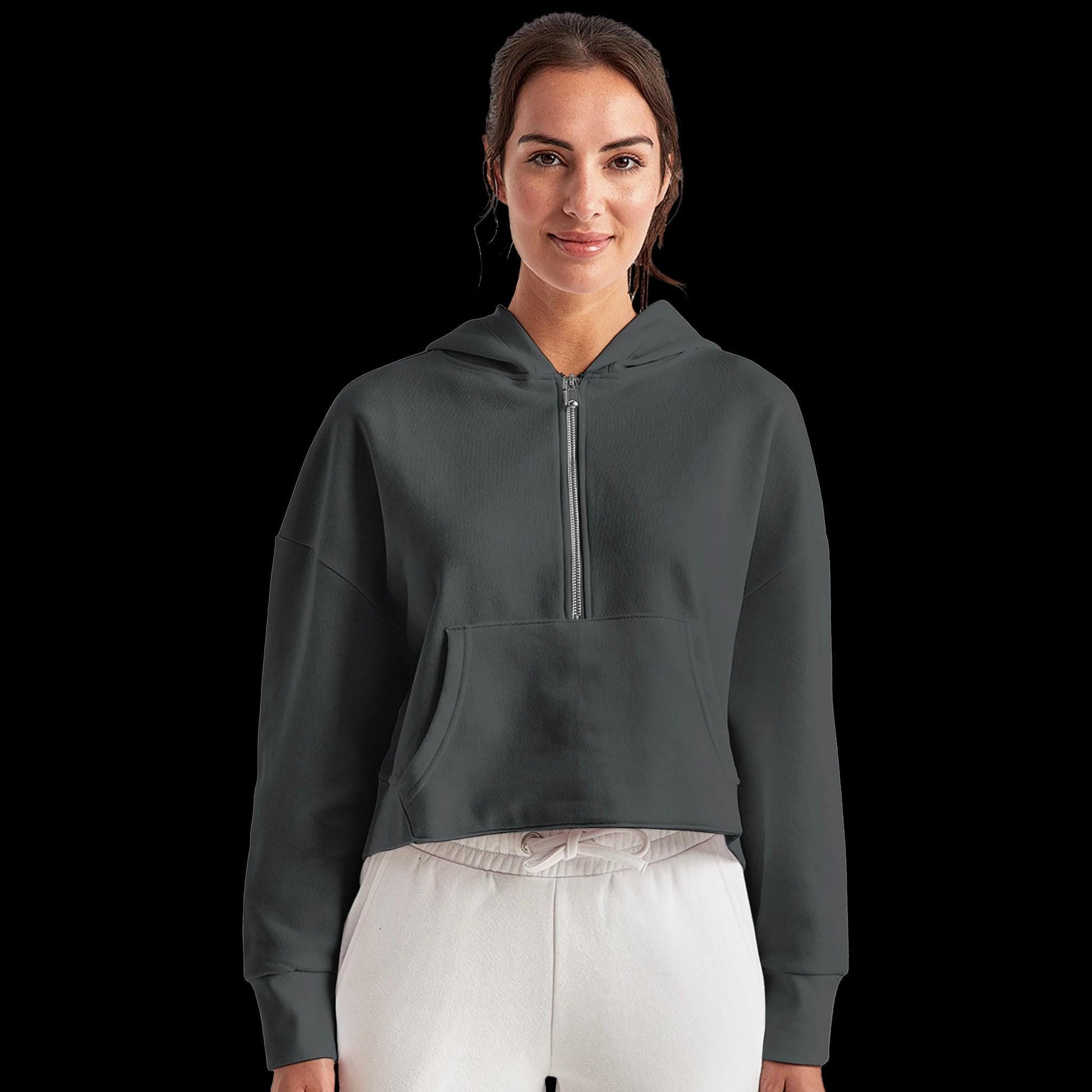 Recycled Blend Women's Half-Zip Cropped and Oversized Hoodie | TriDri TD077