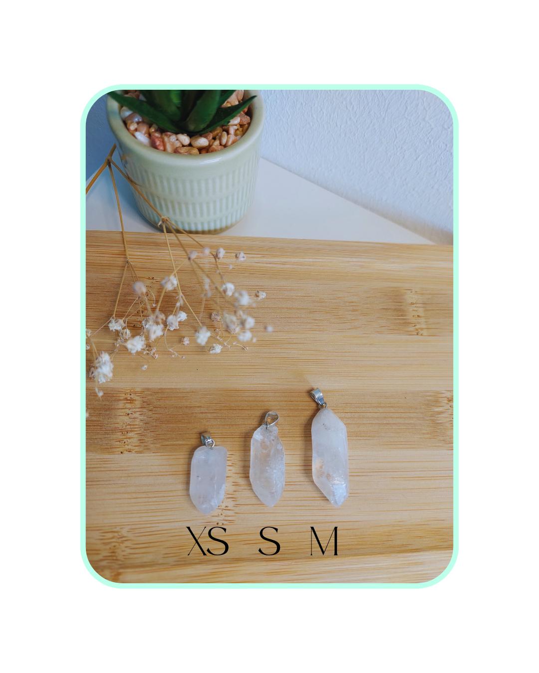 Bergkristall Kette aus Edlstahl oder Lederband – Heilstein Schmuck, Kristall Anhänger XS S M, Naturstein Halskette, Boho, Geschenk für Sie