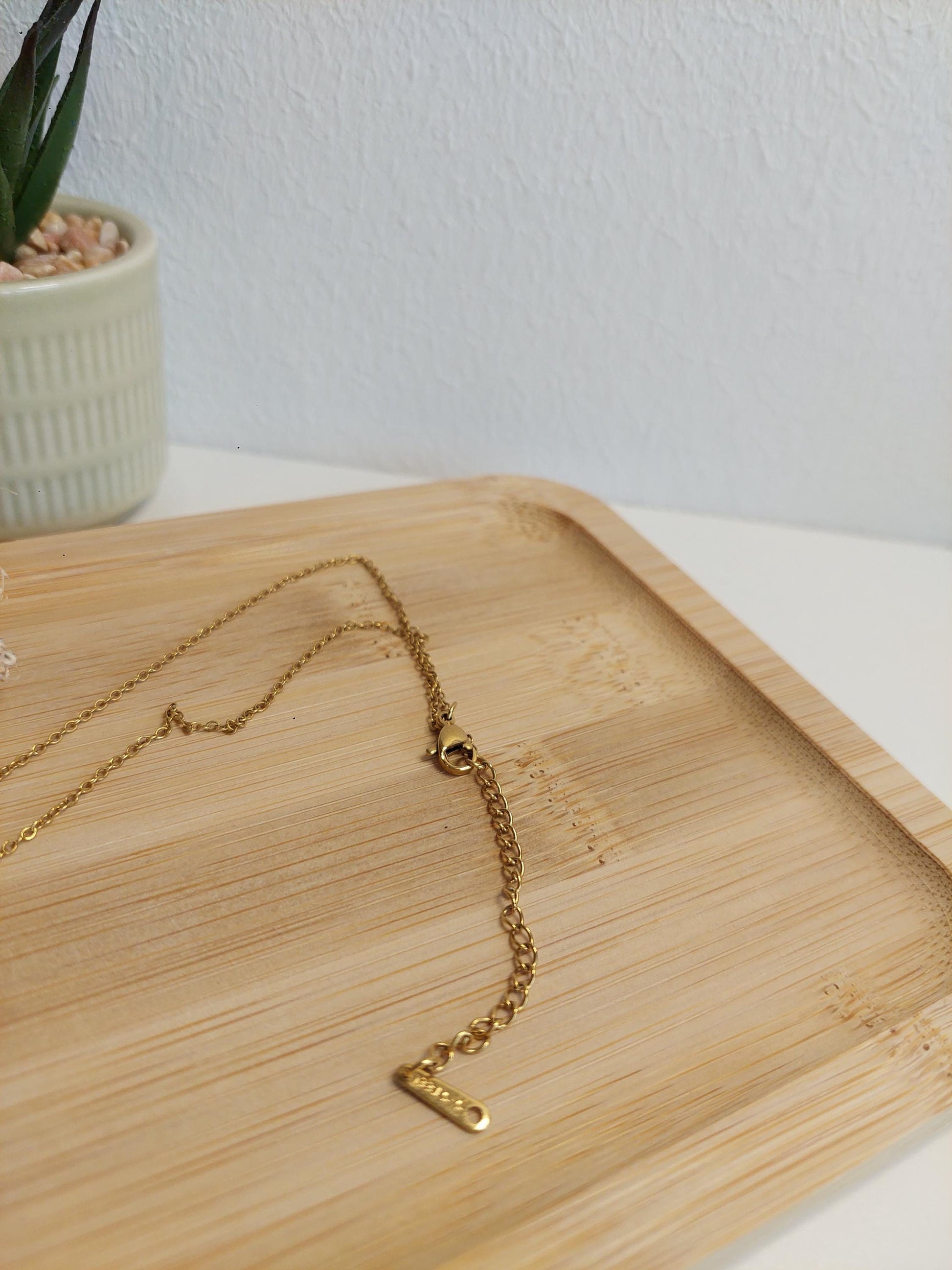 Goldene Edelstahlkette mit Orange Anhänger & Perle – Fruit Jewelry, Sunny Autumn Necklace, Gold Necklace, Orange Pendant, Gift for Her