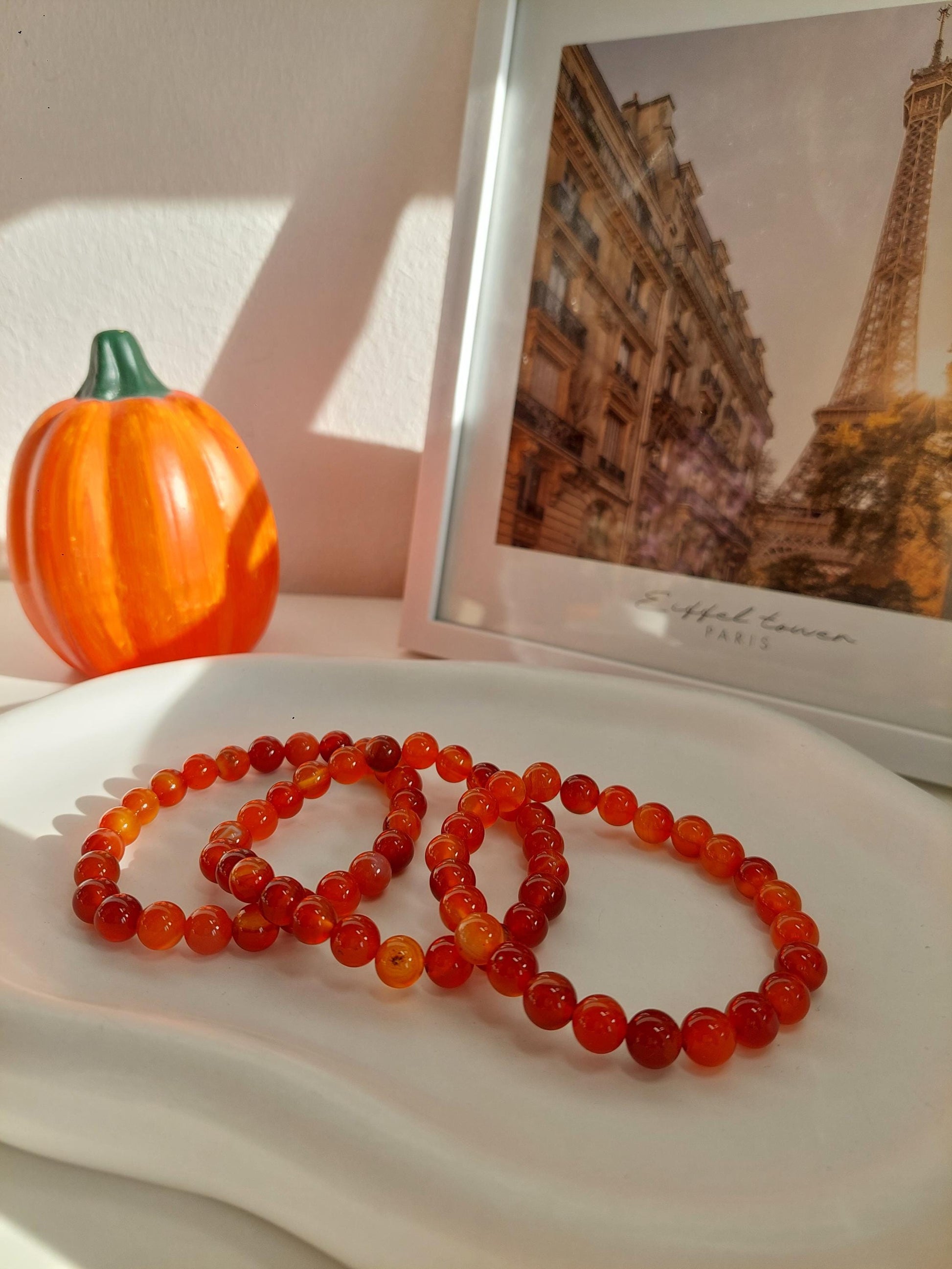 Rotes Achat Perlenarmband – Edelsteinarmband aus natürlichen Achatperlen, Energiearmband, Healing Crystal , Handmade Jewelry, Gift for Her