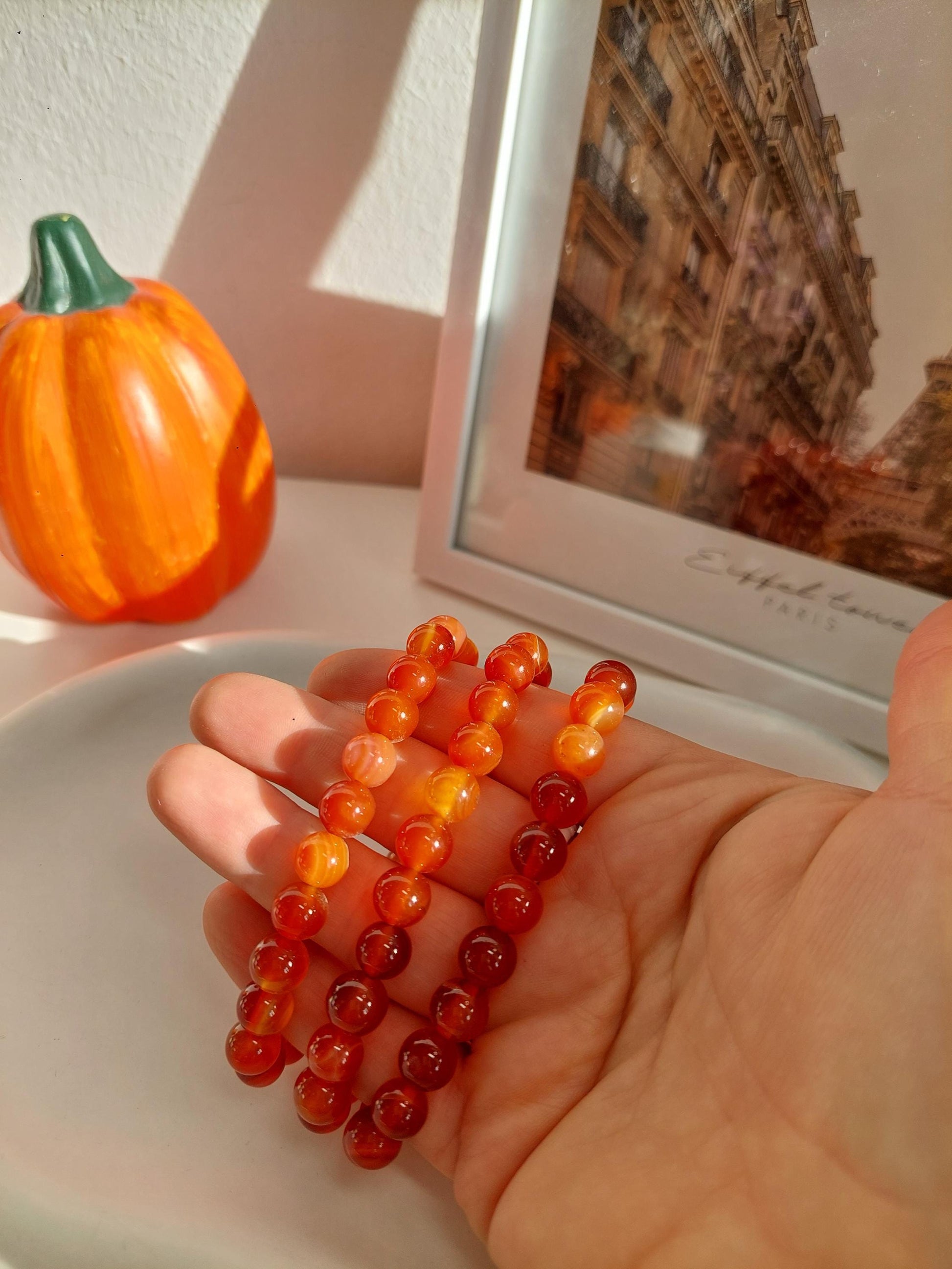 Rotes Achat Perlenarmband – Edelsteinarmband aus natürlichen Achatperlen, Energiearmband, Healing Crystal , Handmade Jewelry, Gift for Her