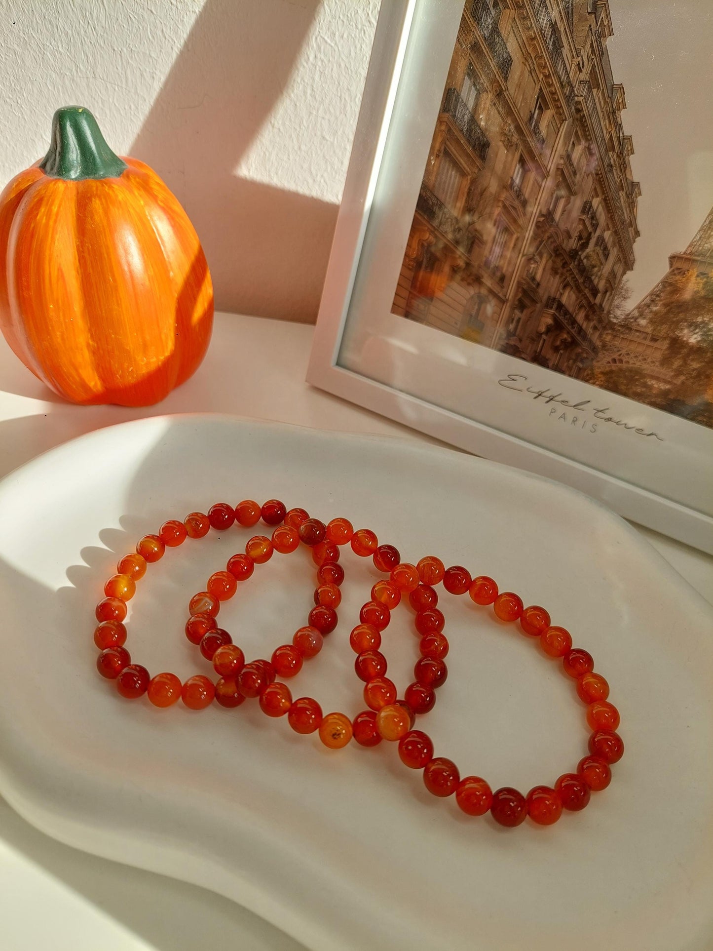 Rotes Achat Perlenarmband – Edelsteinarmband aus natürlichen Achatperlen, Energiearmband, Healing Crystal , Handmade Jewelry, Gift for Her