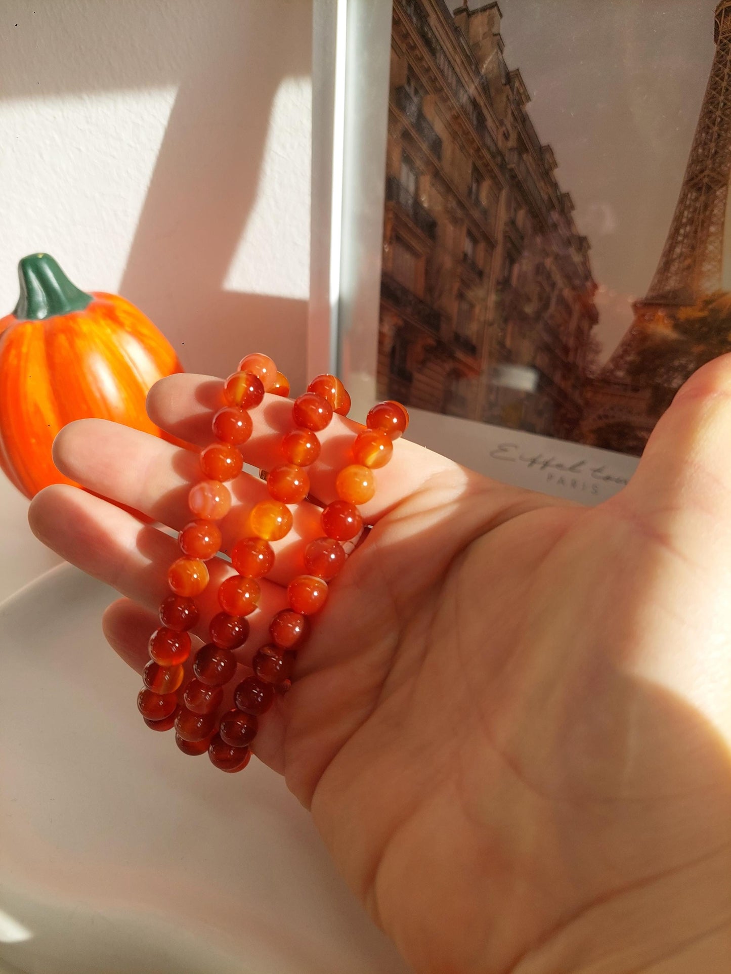 Rotes Achat Perlenarmband – Edelsteinarmband aus natürlichen Achatperlen, Energiearmband, Healing Crystal , Handmade Jewelry, Gift for Her