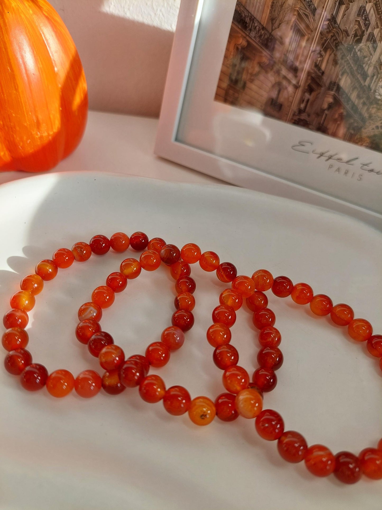 Rotes Achat Perlenarmband – Edelsteinarmband aus natürlichen Achatperlen, Energiearmband, Healing Crystal , Handmade Jewelry, Gift for Her