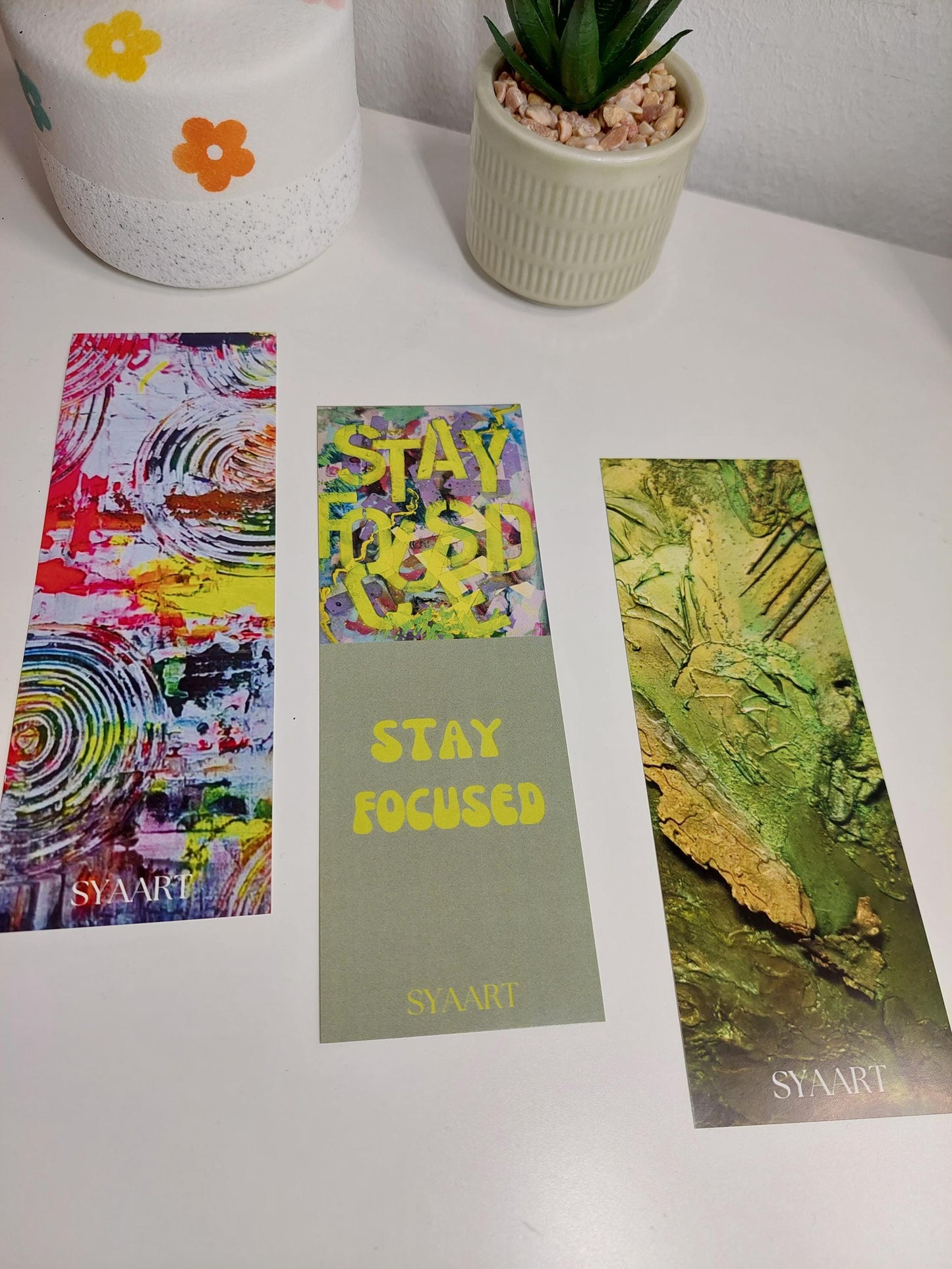 Kunst Lesezeichen mit Affirmationen – handgemachtes Künstler Lesezeichen, Kunstdruck auf Karton, Geschenkidee für Leseratten & Achtsamkeit