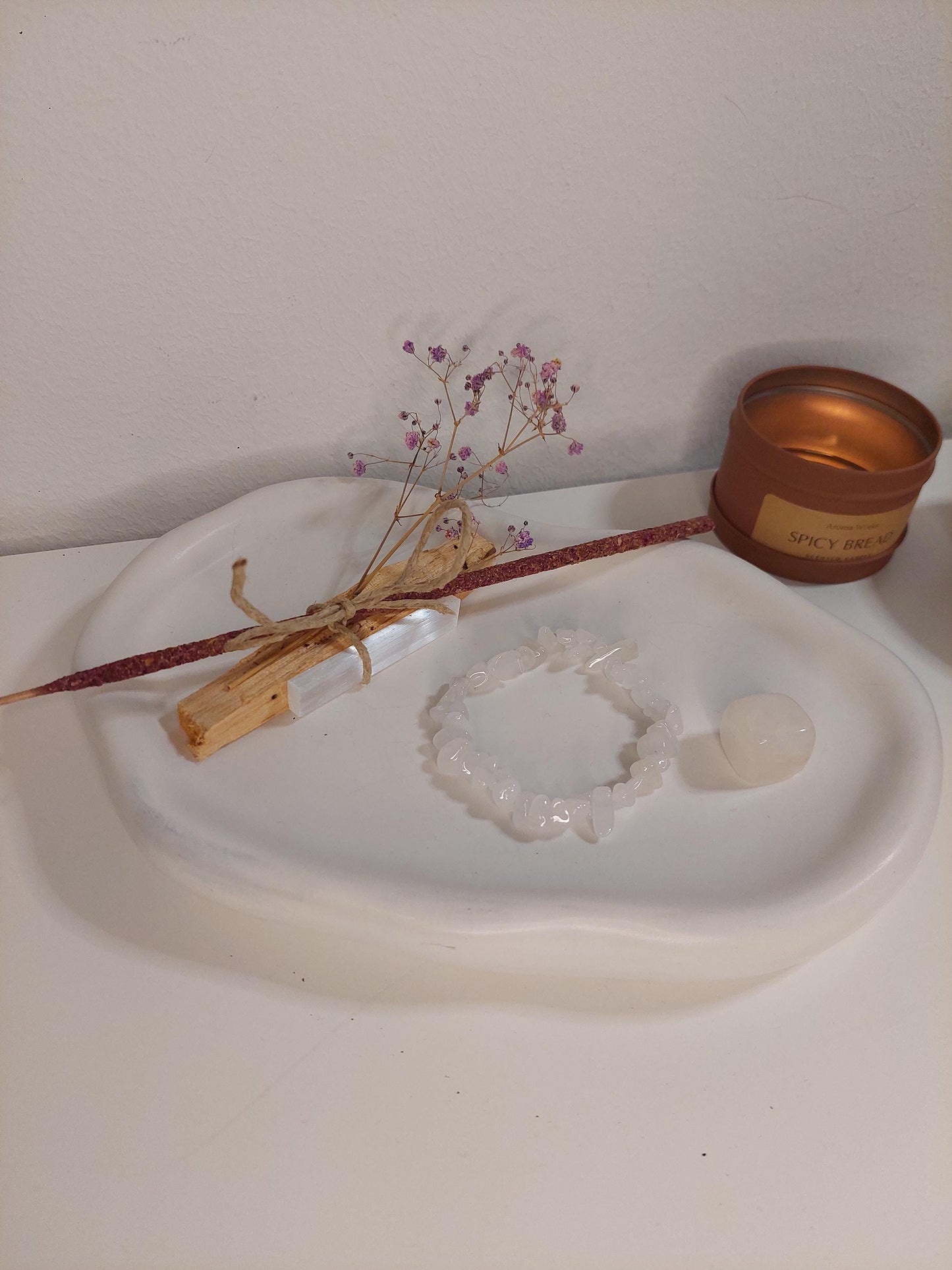Rauhnächte Ritual – Palo Santo, Selenit Stab, Rosen Räucherstäbchen, Edelstein-Armband & Heilstein | Geschenkset • Cleansing • Spiritual Kit