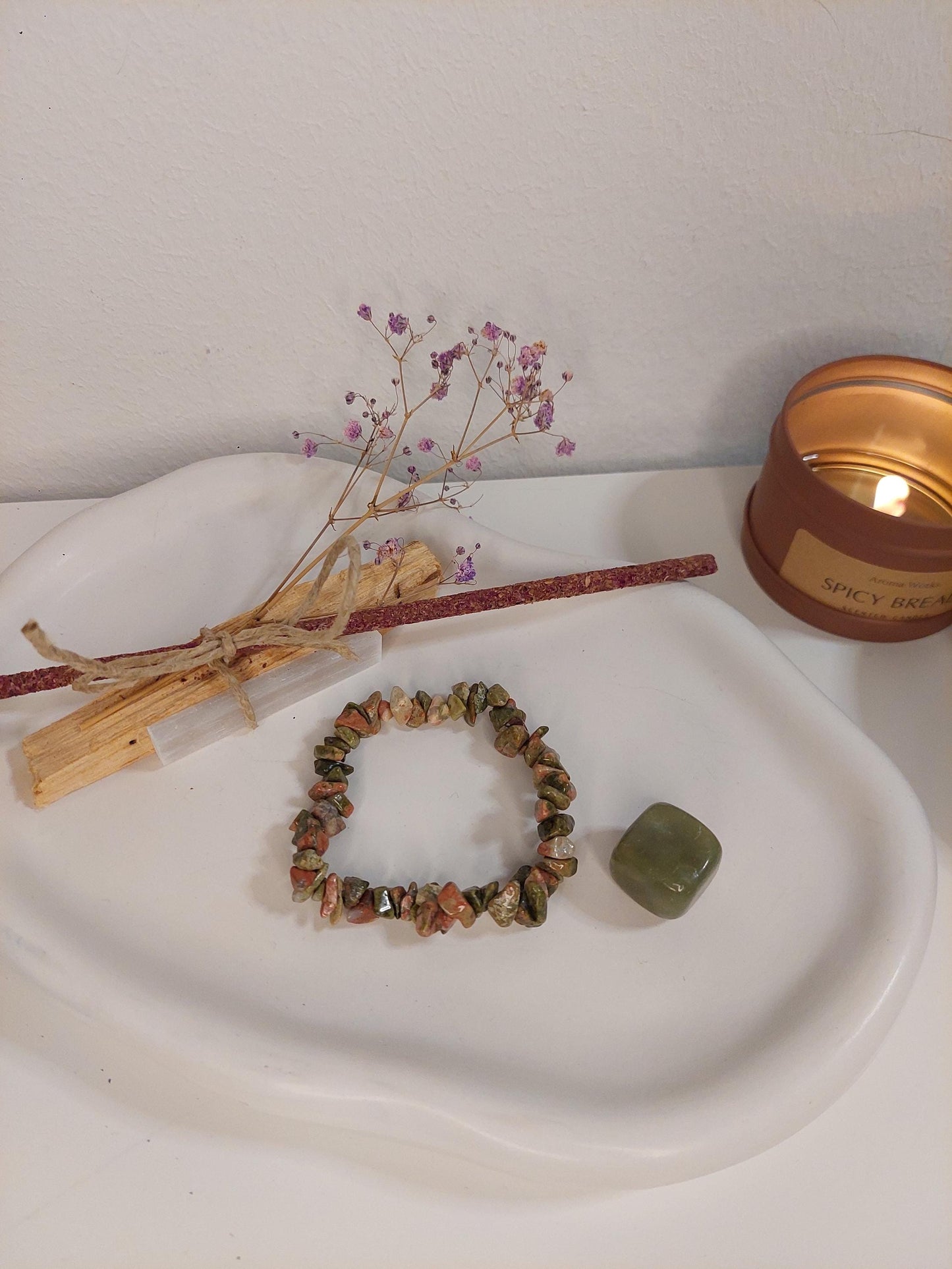 Rauhnächte Ritual – Palo Santo, Selenit Stab, Rosen Räucherstäbchen, Edelstein-Armband & Heilstein | Geschenkset • Cleansing • Spiritual Kit