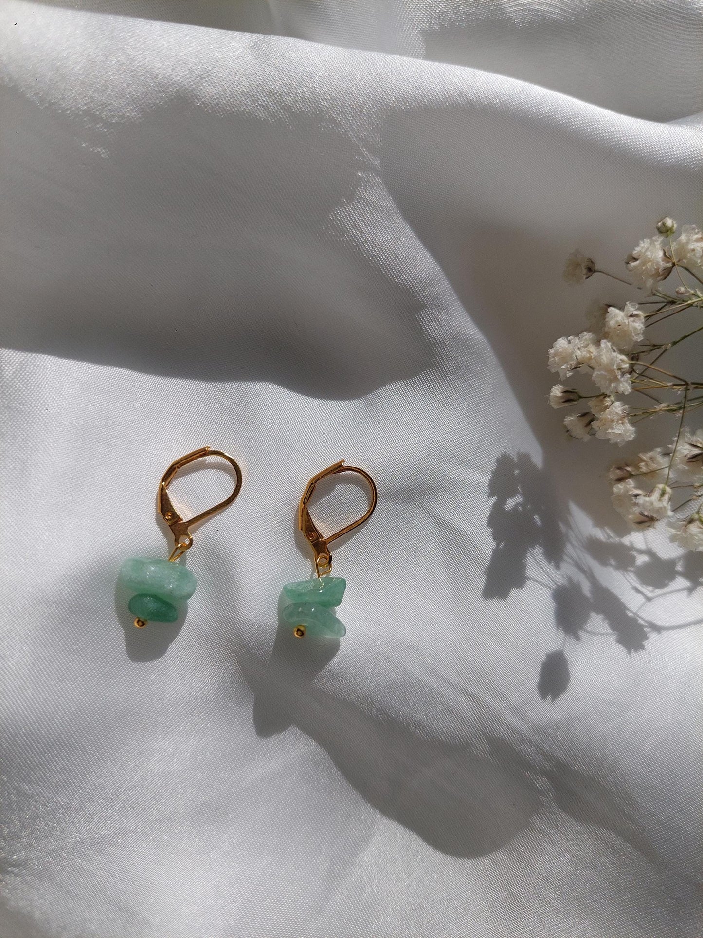Grüne Jade Ohrringe Gold | Edelstein Schmuck | Edelstahl Vergoldet | Boho Ohrringe | Natürliche Jade Creolen | Geschenk für sie | Elegant