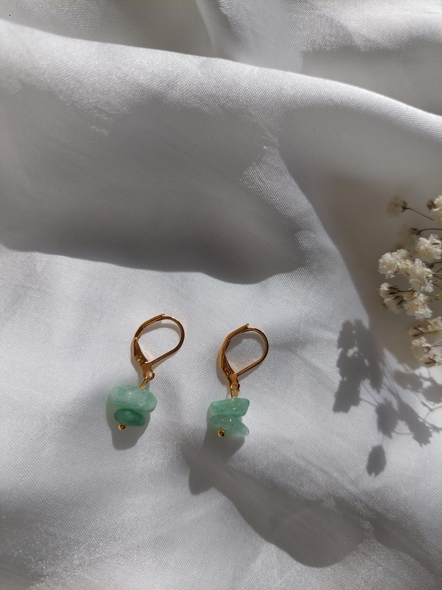 Grüne Jade Ohrringe Gold | Edelstein Schmuck | Edelstahl Vergoldet | Boho Ohrringe | Natürliche Jade Creolen | Geschenk für sie | Elegant