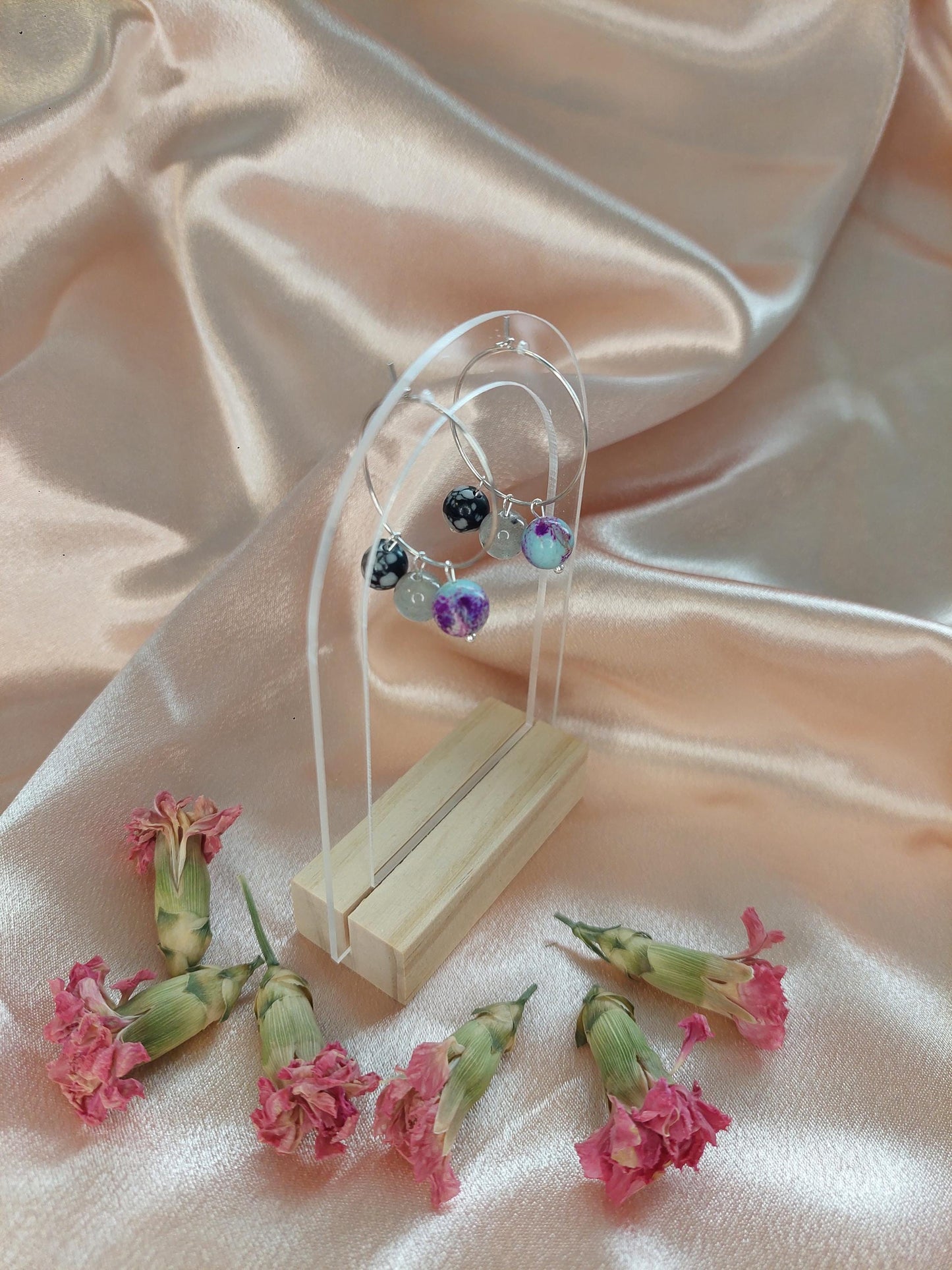 Bunte Blumen Ohrringe Gold | Verspielte Statement Earrings | Edelstahl Vergoldet | Sommer Schmuck | Farbige Perlen Ohrringe | Boho Style