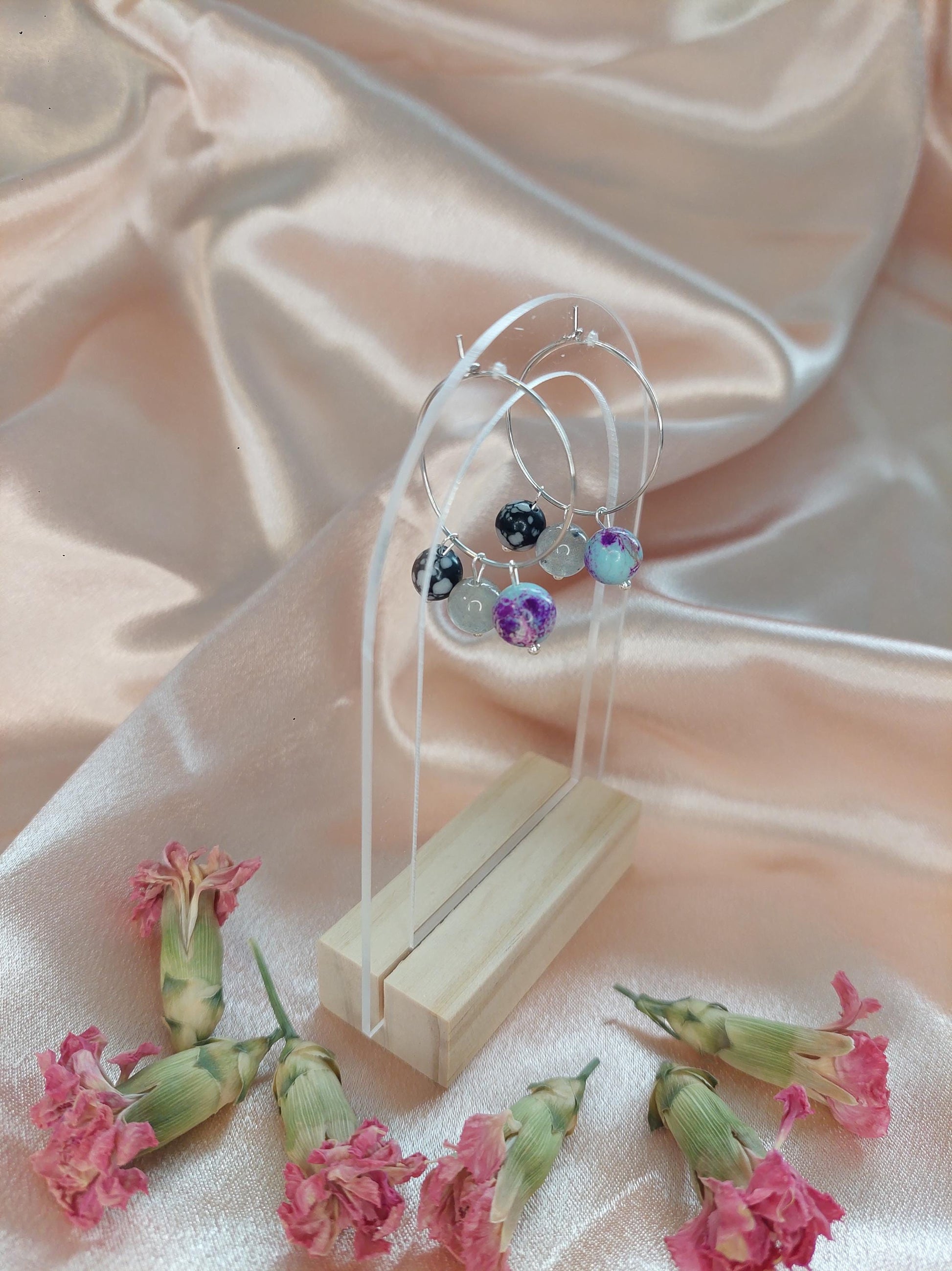 Bunte Blumen Ohrringe Gold | Verspielte Statement Earrings | Edelstahl Vergoldet | Sommer Schmuck | Farbige Perlen Ohrringe | Boho Style