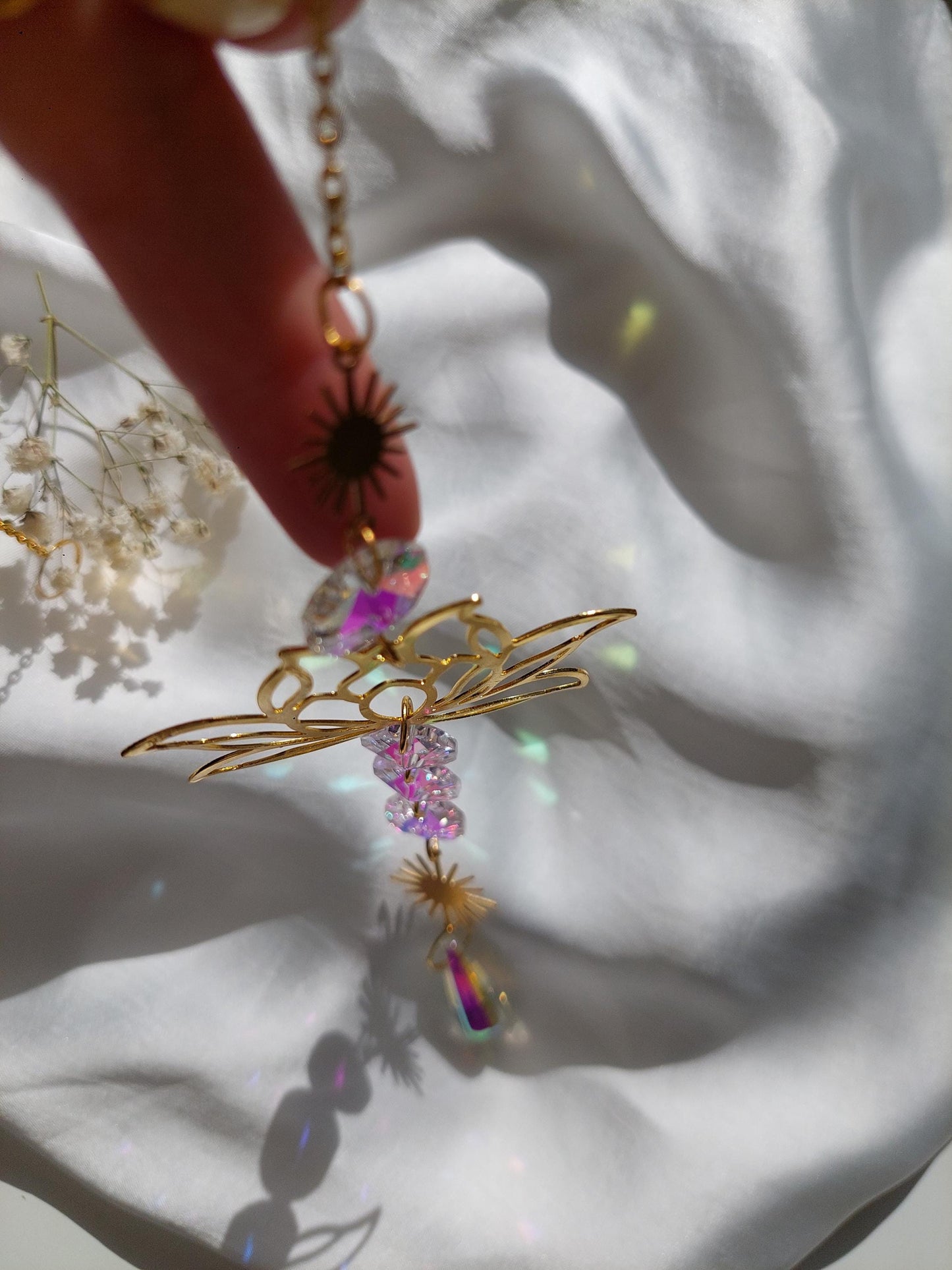 Lotus Suncatcher Gold oder Silber – Kristall Lichtfänger mit Regenbogen Effekt – Spirituelle Fenster Deko, Sonnenfänger für positive Energie