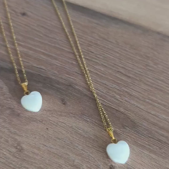 Vergoldete Edelstahl-Halskette mit Herzanhänger aus natürlicher Muschelperle | Elegant | Stilvoll | Gift for her | Hochzeit | StainlessSteel