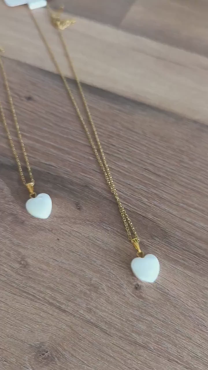 Vergoldete Edelstahl-Halskette mit Herzanhänger aus natürlicher Muschelperle | Elegant | Stilvoll | Gift for her | Hochzeit | StainlessSteel