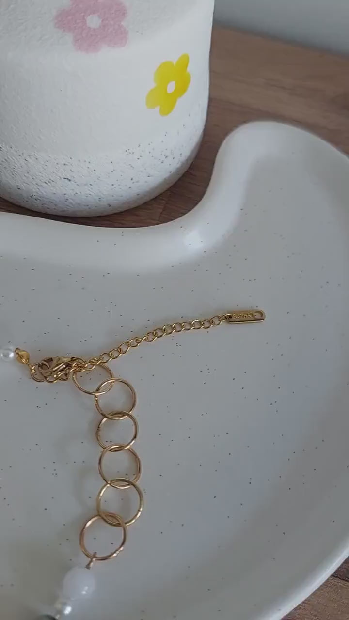 Edelstein Armband mit Sternen | zartes Armband aus echten Steinen | Edelstahl vergoldet | Boho Armband | Stern Schmuck | Handmade Geschenk