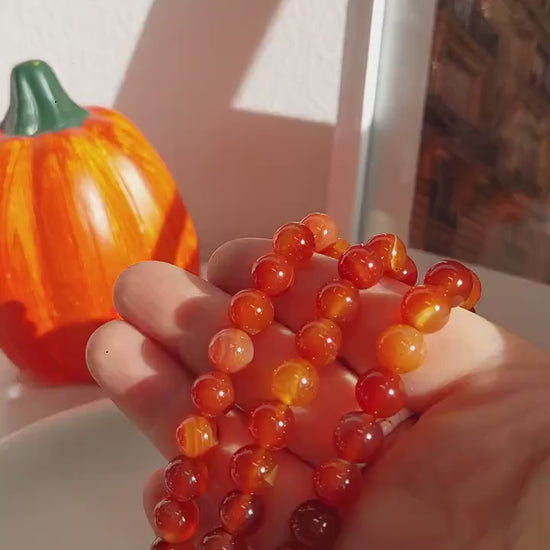 Rotes Achat Perlenarmband – Edelsteinarmband aus natürlichen Achatperlen, Energiearmband, Healing Crystal , Handmade Jewelry, Gift for Her