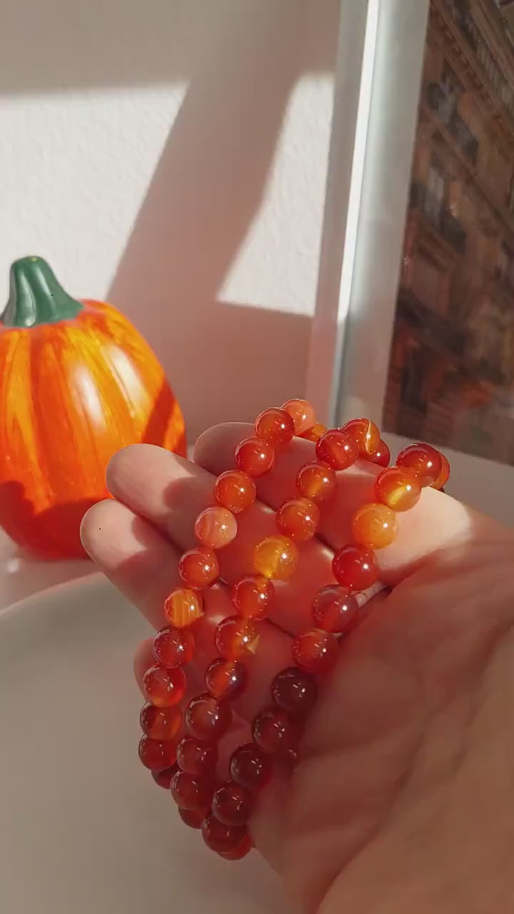 Rotes Achat Perlenarmband – Edelsteinarmband aus natürlichen Achatperlen, Energiearmband, Healing Crystal , Handmade Jewelry, Gift for Her