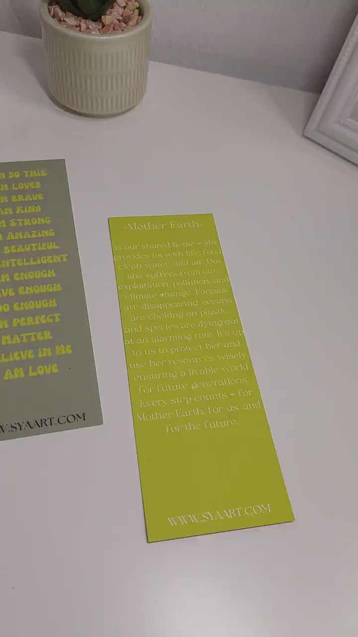 Kunst Lesezeichen mit Affirmationen – handgemachtes Künstler Lesezeichen, Kunstdruck auf Karton, Geschenkidee für Leseratten & Achtsamkeit