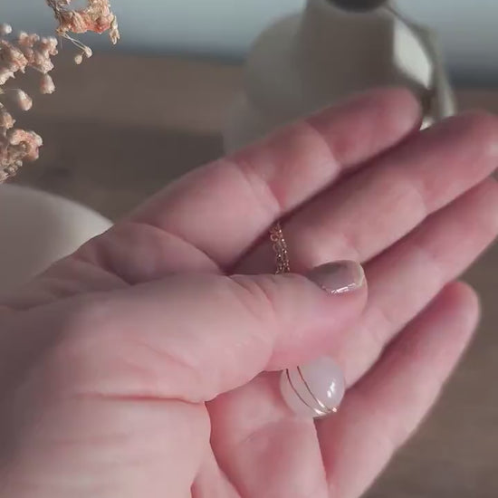 Vergoldete Edelstahl Halskette mit Edelstein-Anhänger | Tigerauge, Rosenquarz, Türkis, Magnesit, Chrysokoll | Boho Schmuck |Geschenk für Sie