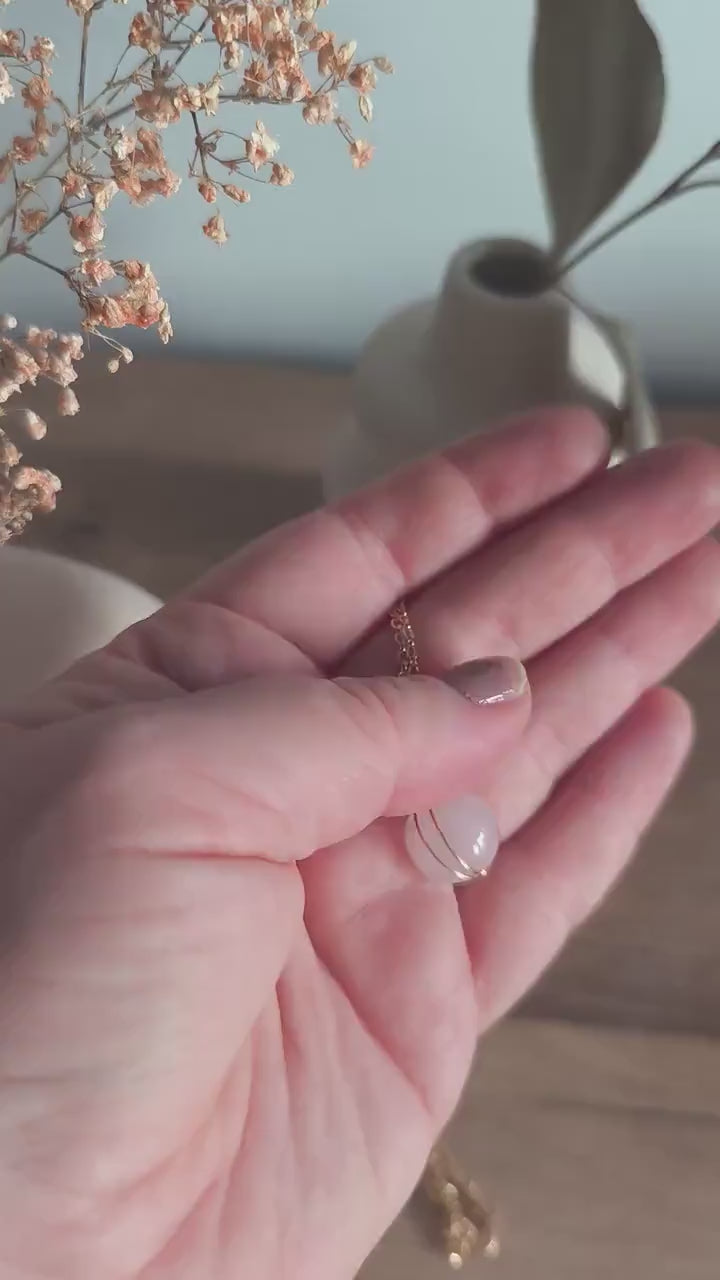 Vergoldete Edelstahl Halskette mit Edelstein-Anhänger | Tigerauge, Rosenquarz, Türkis, Magnesit, Chrysokoll | Boho Schmuck |Geschenk für Sie