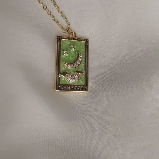 Freedom Tarot Kette Gold – Spirituelle Amulett Kette mit Mond & Sterne | 14K vergoldeter Edelstahl | Symbol für Freiheit  Manifestation Boho